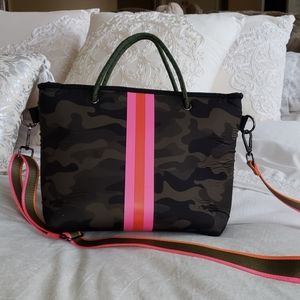 Haute Shore Camo Purse w neon guitar strap